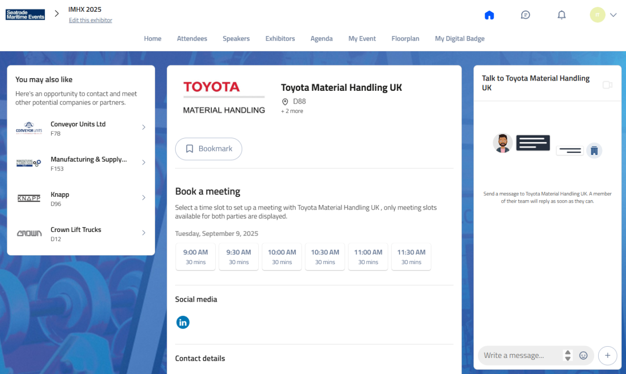 IMHX event app for exhibitors